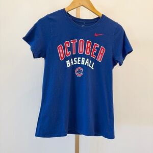 Nike Chicago Cubs October Baseball Women’s T-Shirt Blue Size M MLB Casual Summer